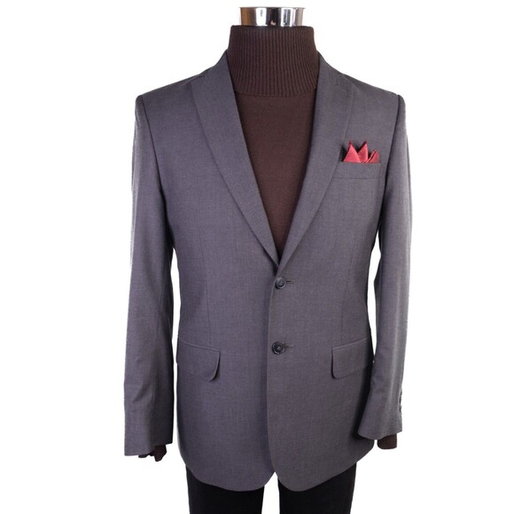 Joseph Jos A. Bank Men's Sz 38R Gray Solid Cotton/Wool Blend 2 Button Slim Fit - Picture 2 of 12